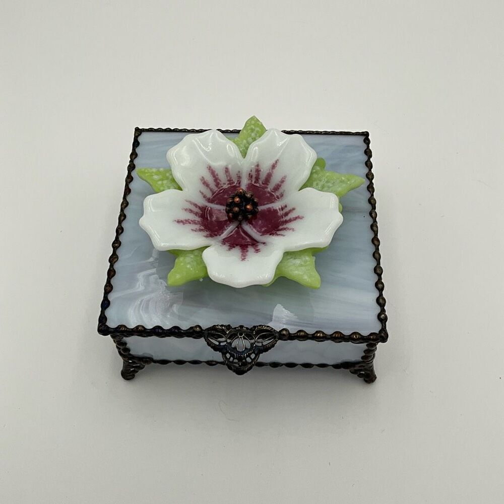 HANDCRAFTED Stained Glass Jewelry Box Keepsake Box